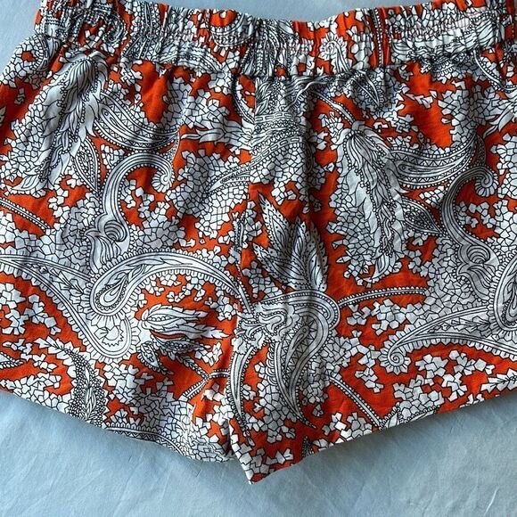 J. Crew 3” Printed Boardwalk Pull-On Linen Shorts Orange Paisley Sz 4 - Picture 5 of 7